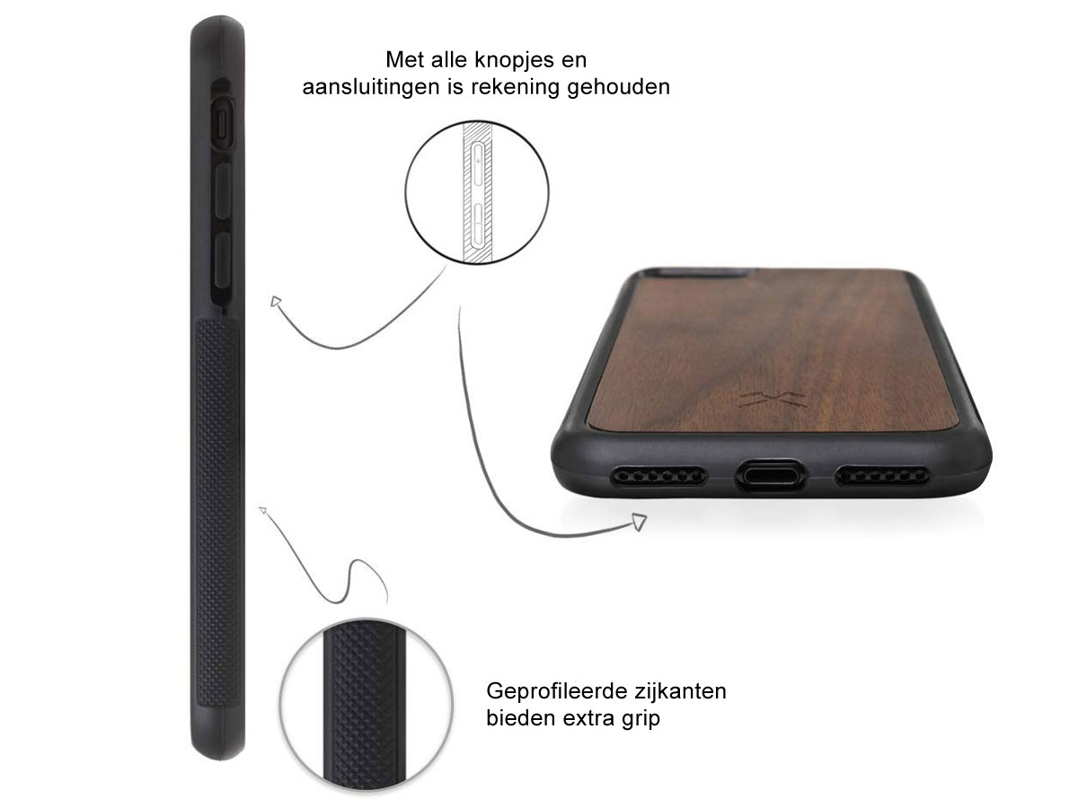 Woodcessories EcoBump Walnut - iPhone Xs Max Hoesje met Protector