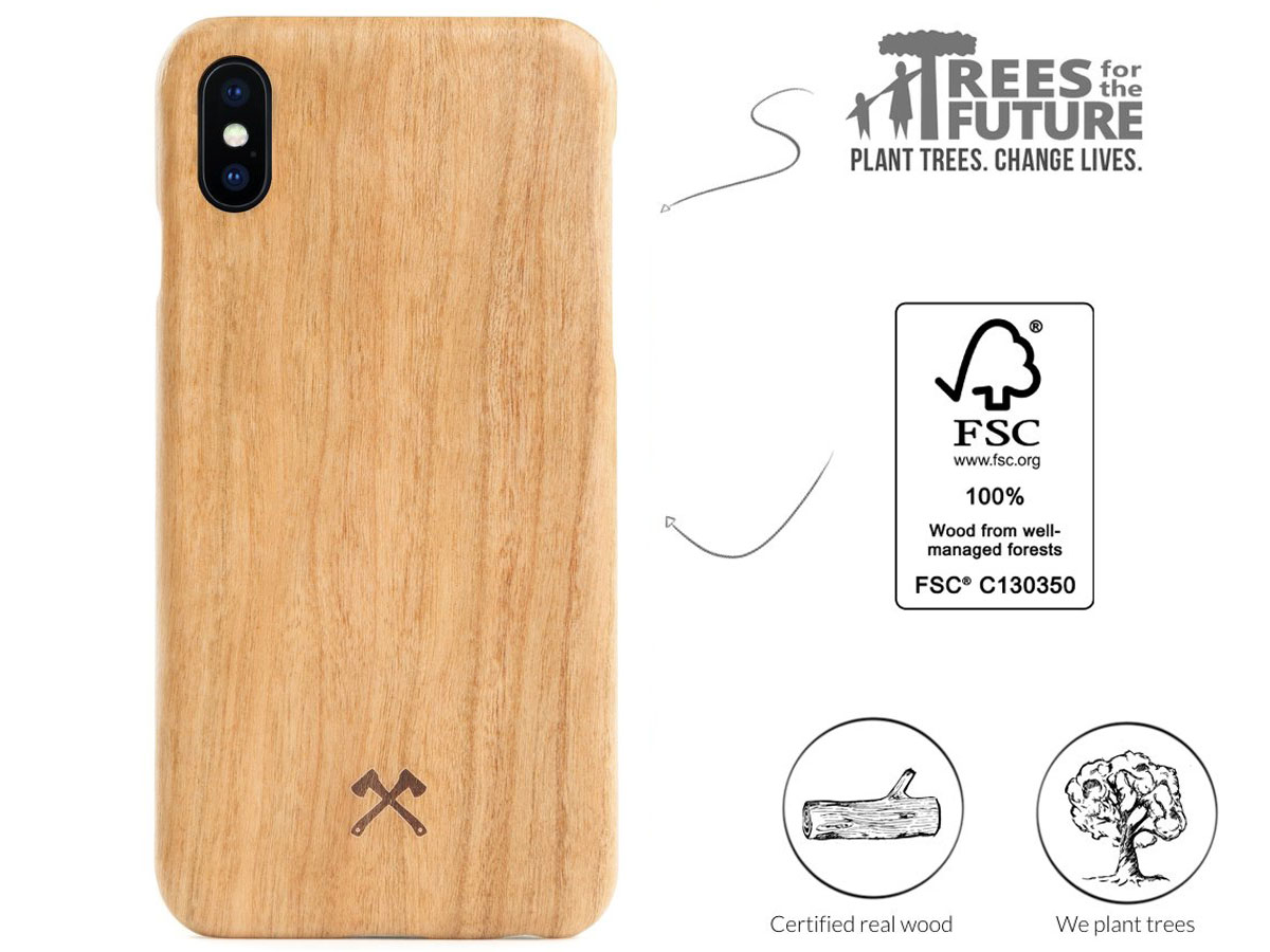 Woodcessories EcoSlim Cherry - iPhone Xs Max Hoesje met Protector