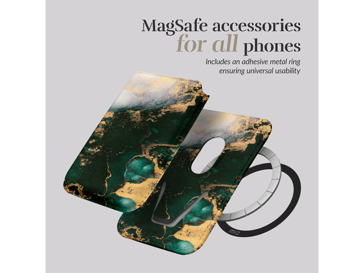 MIO Green Marble MagSafe compatible Card Holder - Pashouder Wallet