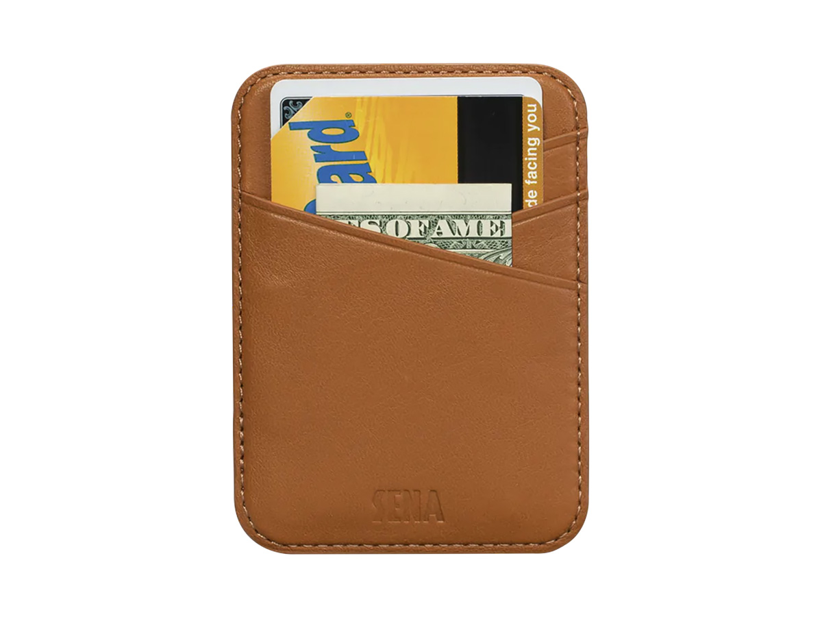 Sena Leather MagSafe Wallet Back - Cognac