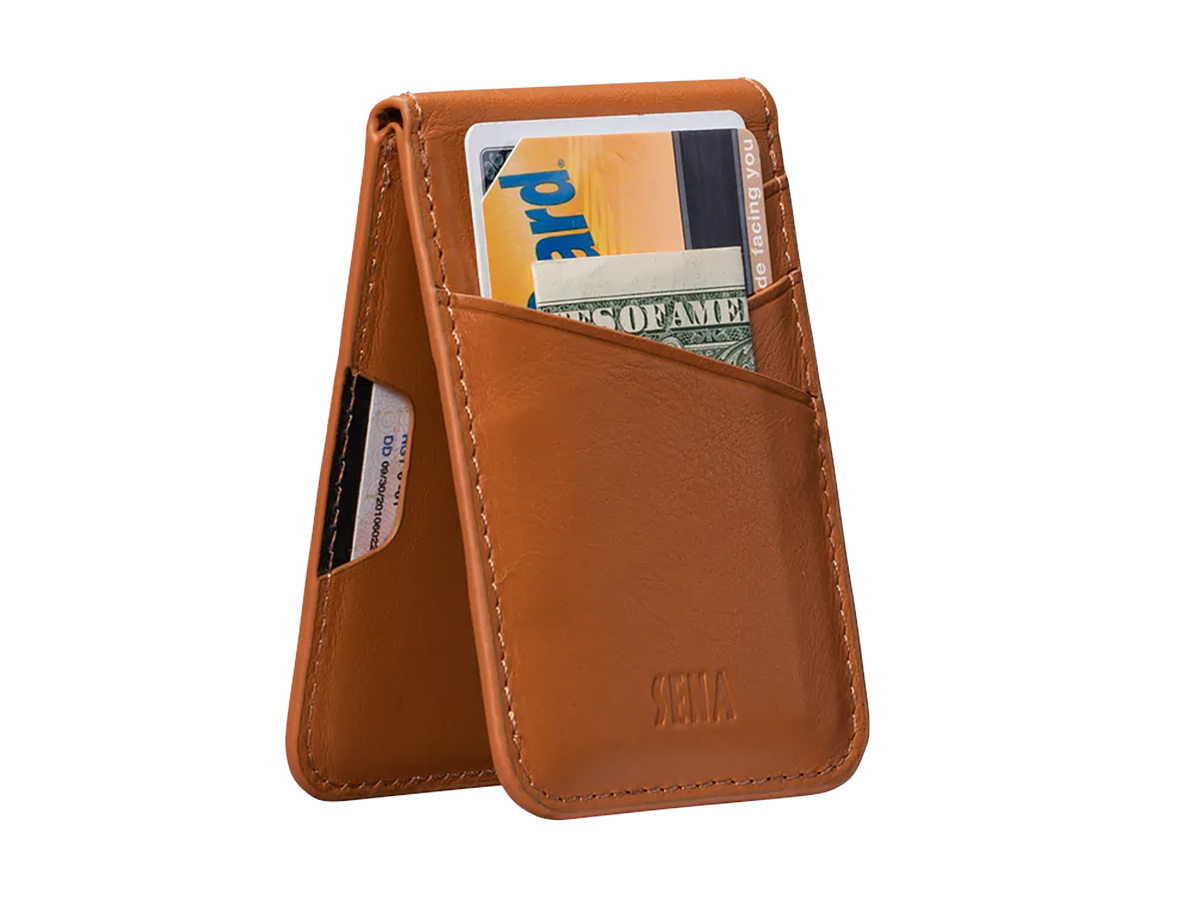 Sena Leather MagSafe Wallet Stand - Cognac