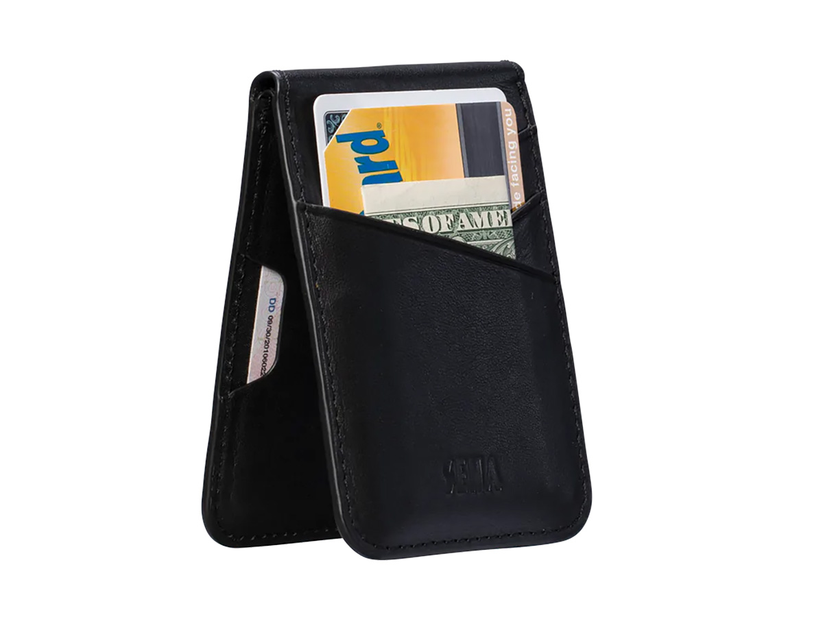 Sena Leather MagSafe Wallet Stand - Zwart