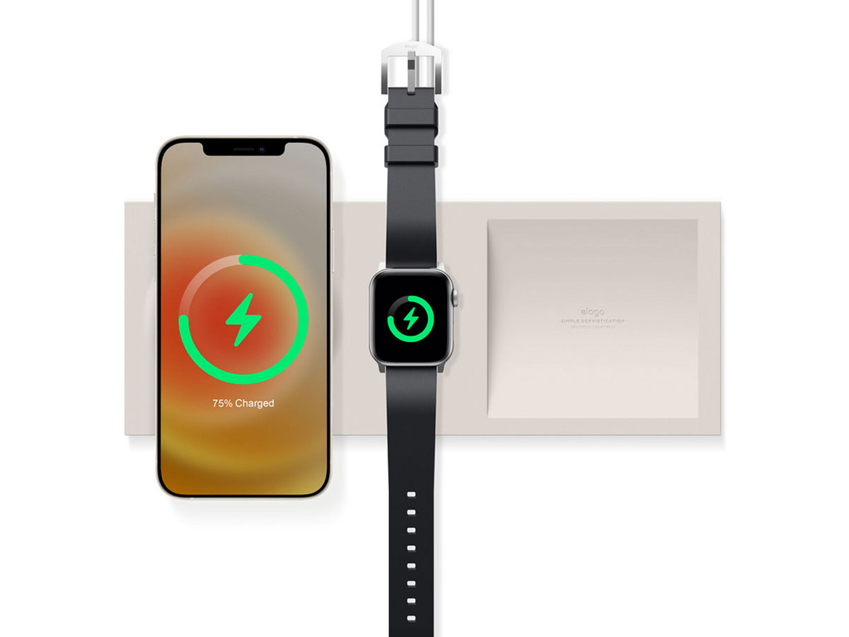 Elago Duo Tray voor MagSafe iPhone & Apple Watch - Stone