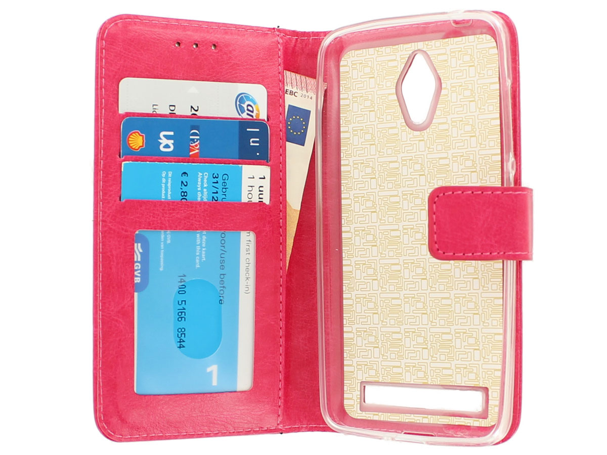Wallet Bookcase Roze - Asus Zenfone Go hoesje