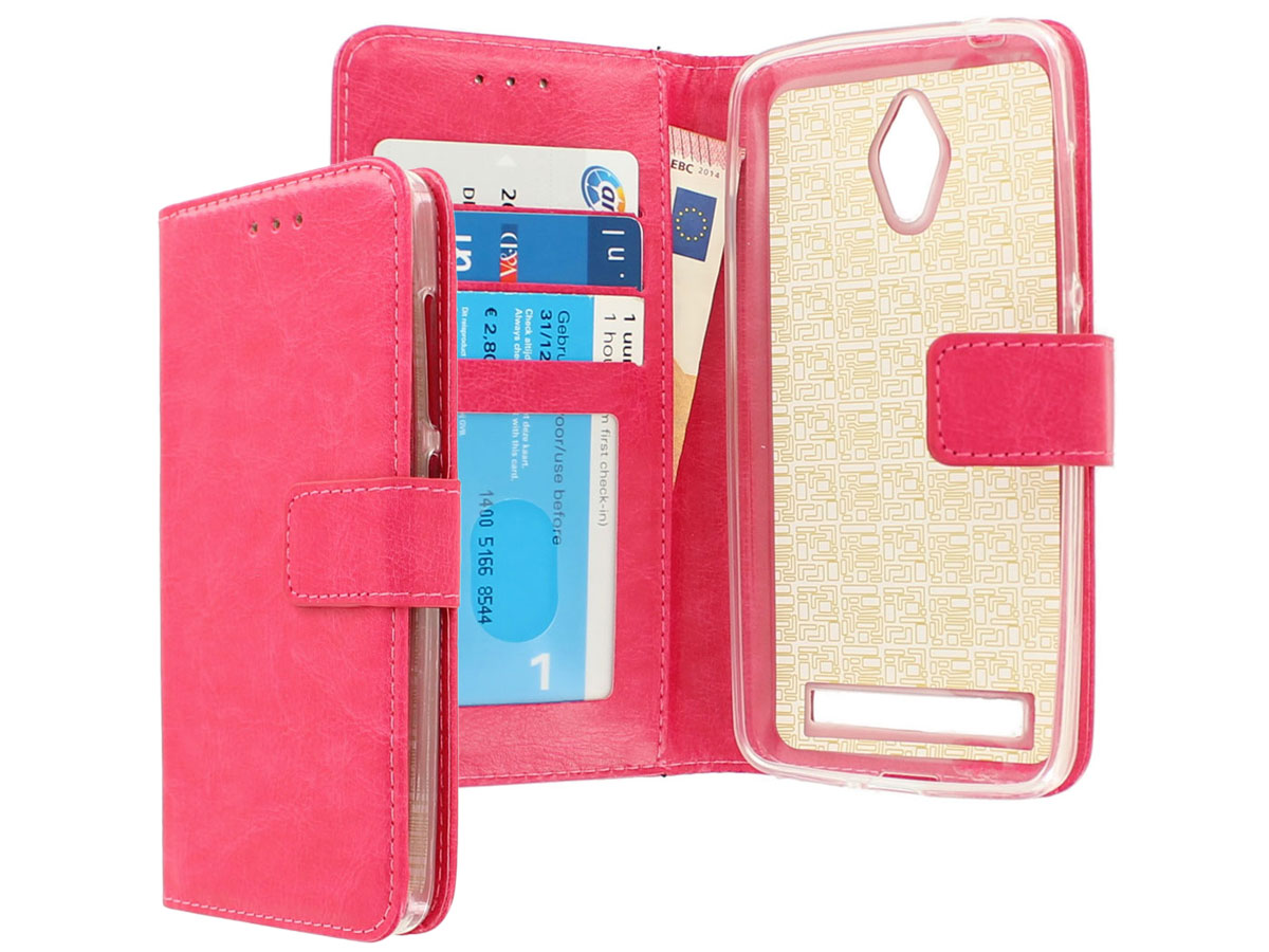 Wallet Bookcase Roze - Asus Zenfone Go hoesje