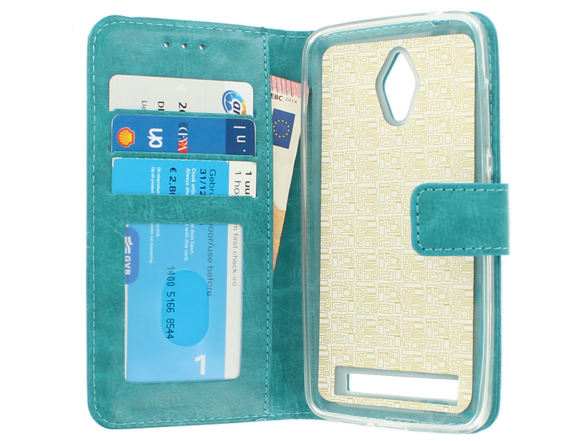 Wallet Bookcase Turquoise - Asus Zenfone Go hoesje