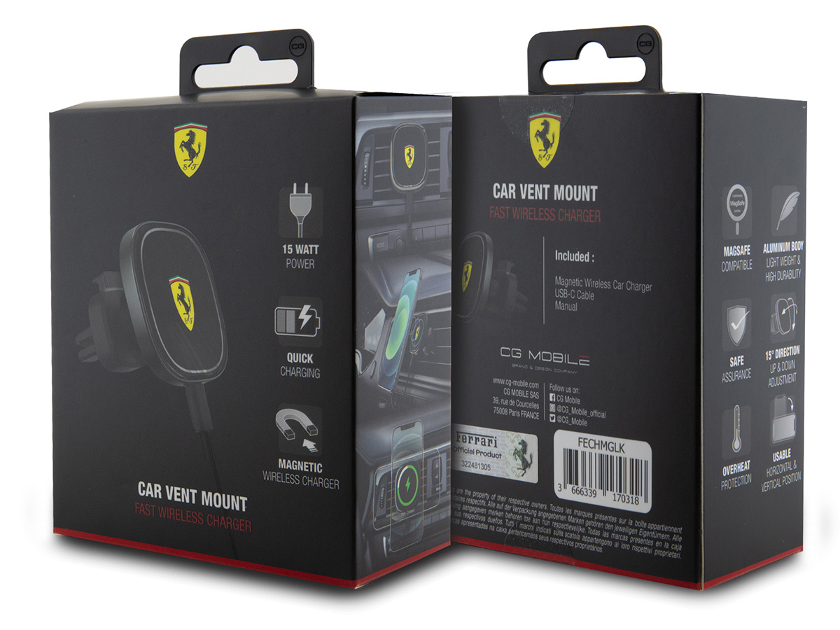 Ferrari Magnetic Wireless Car Charger - MagSafe Autohouder met Lader