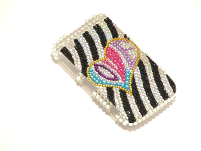 Zebra Heart Diamond Case Hoes Blackberry 8520/9300