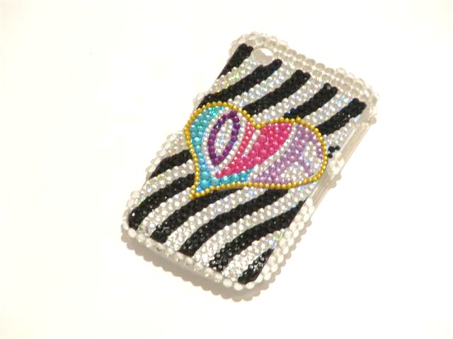 Zebra Heart Diamond Case Hoes Blackberry 8520/9300