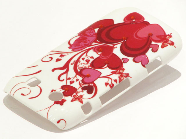 Crystals Red Hearts Case voor Blackberry Torch 9860