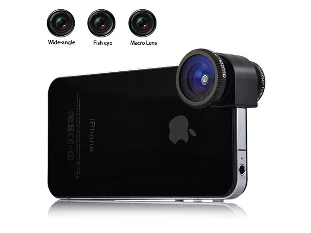 3-in-1 Lens voor iPhone 4/4S: Fisheye, Marco en Groothoek