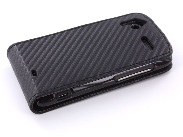 Carbon Flip Case Hoes voor HTC Sensation (G14)