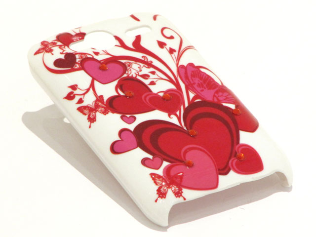 Crystals Red Hearts Butterflies Case voor HTC Wildfire S