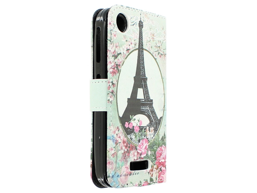 multifunctioneel informatie stilte Retro Paris Book Case Hoesje voor HTC Desire 320