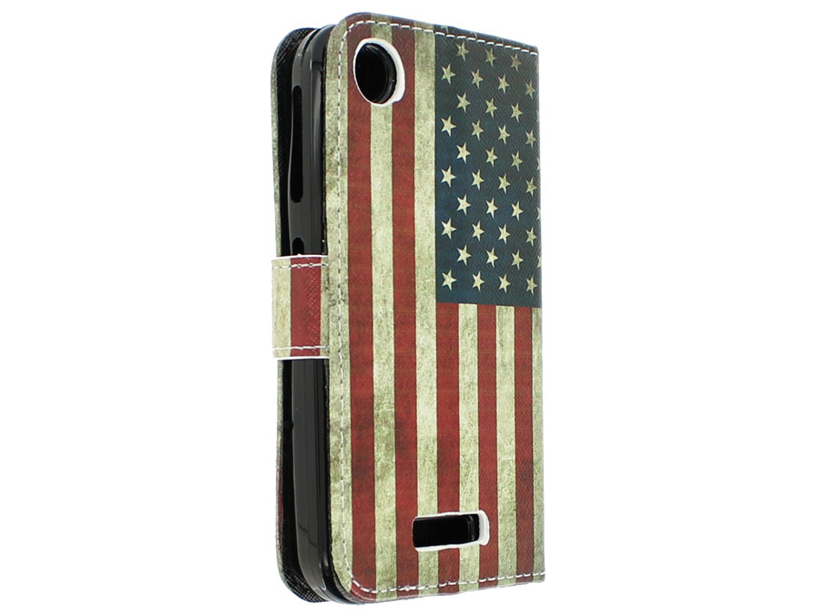 Vintage USA Flag Book Case Hoesje voor HTC Desire 320
