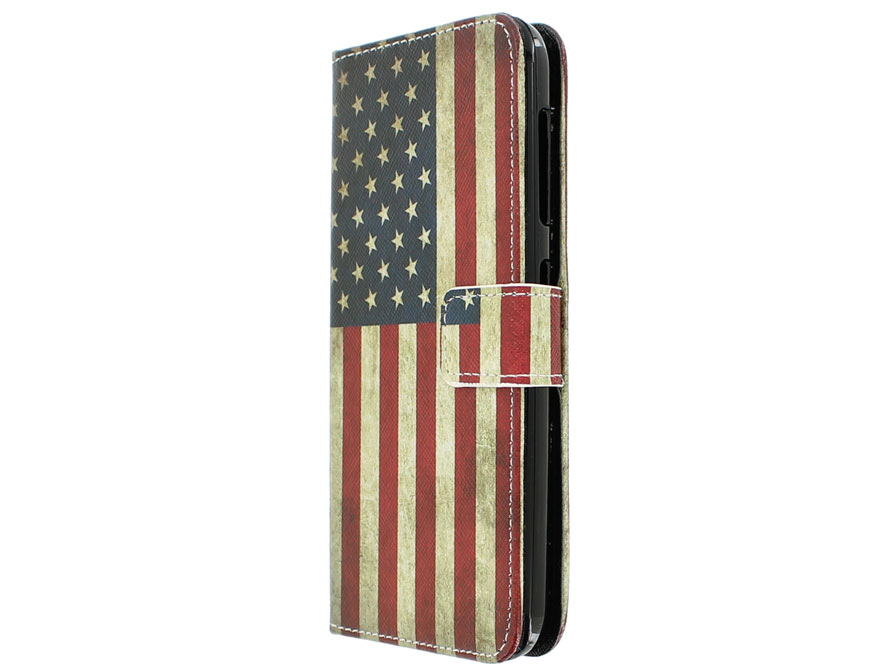 Vintage USA Flag Book Case Hoesje voor HTC Desire 620