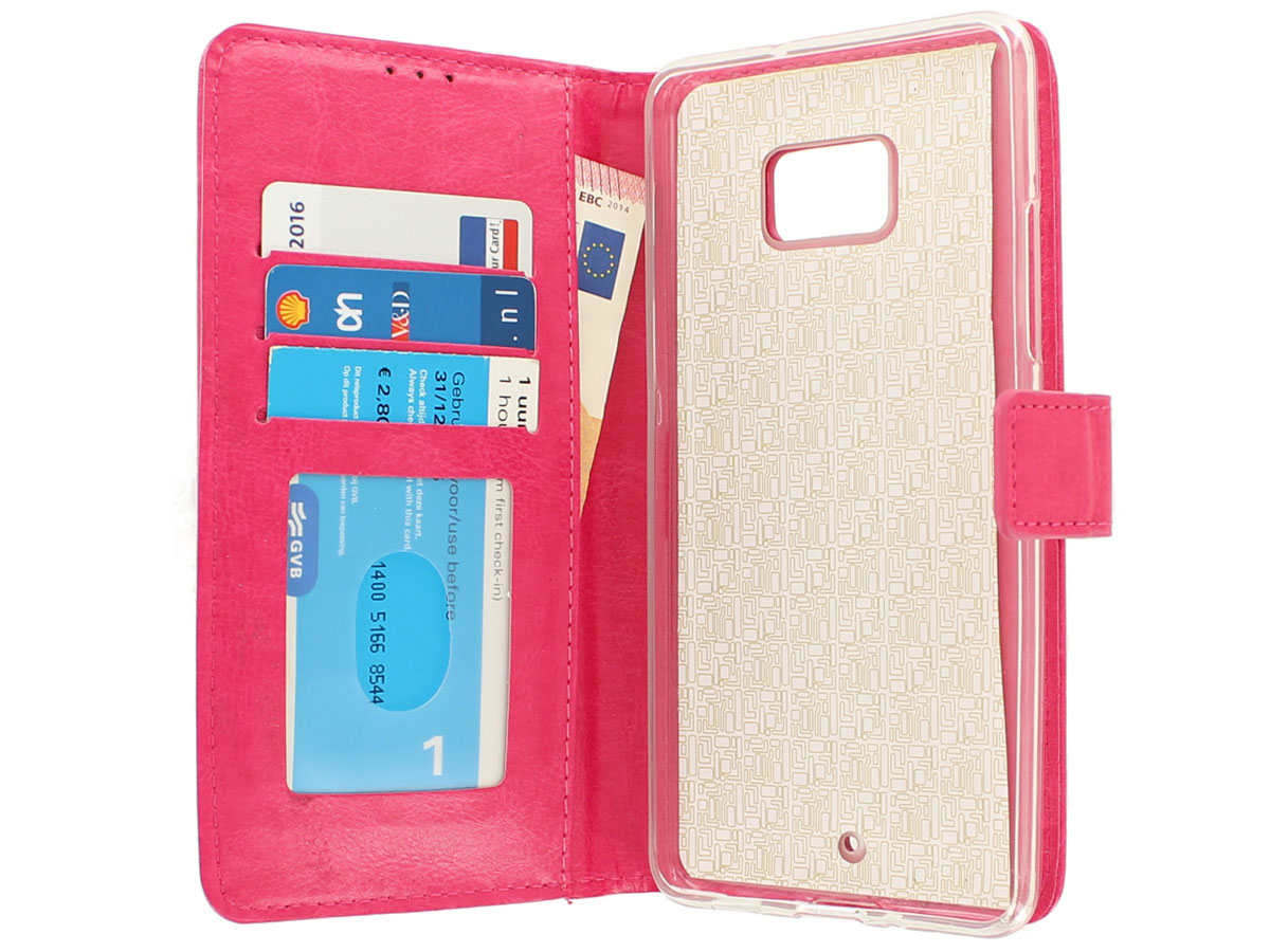 Wallet Bookcase Roze - HTC U Ultra hoesje