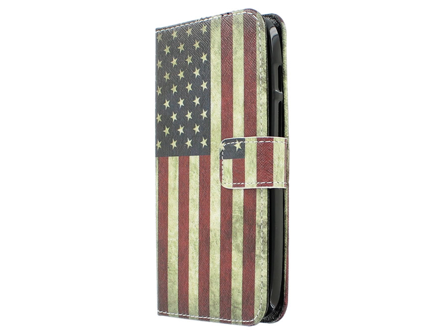 Vintage USA Flag Book Case Hoesje voor Huawei Ascend G610