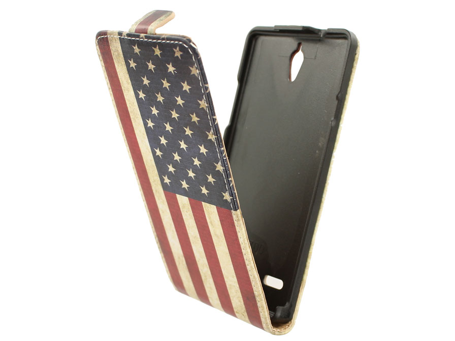 USA Vintage Flip Case voor Huawei Ascend G700