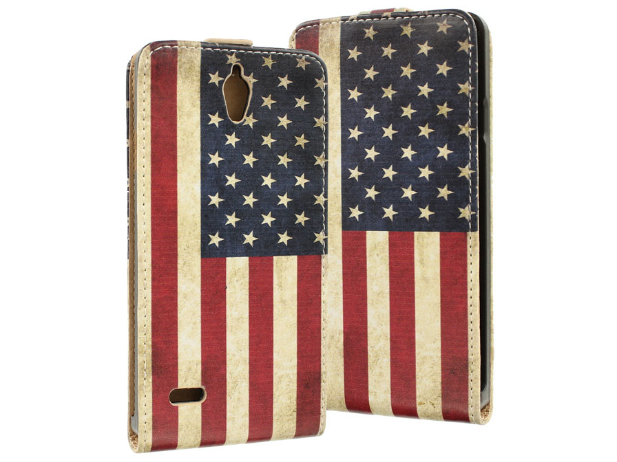 USA Vintage Flip Case voor Huawei Ascend G700