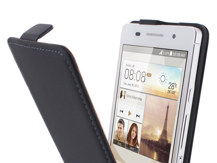 Briljant Leven van Ongepast Mobiparts Leren Flip Case | Huawei Ascend P6 hoesje