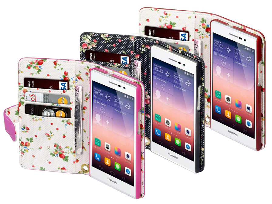 CaseBoutique Flower Wallet Case - Hoesje voor Huawei Ascend P7
