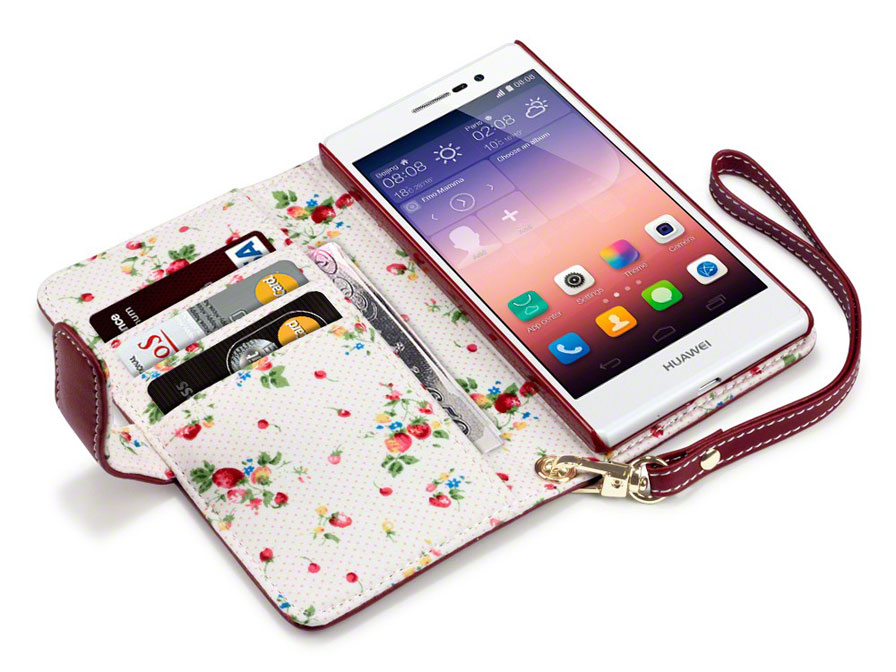 CaseBoutique Flower Wallet Case - Hoesje voor Huawei Ascend P7