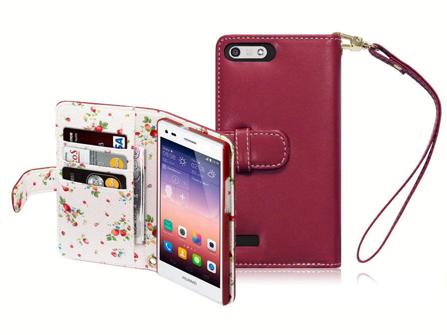 CaseBoutique Flower Wallet Case - Hoesje voor Huawei Ascend P7 Mini