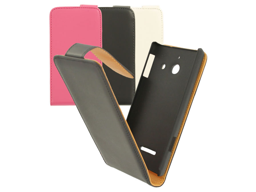Classic Leather Flip Case - Huawei Ascend W1 hoesje