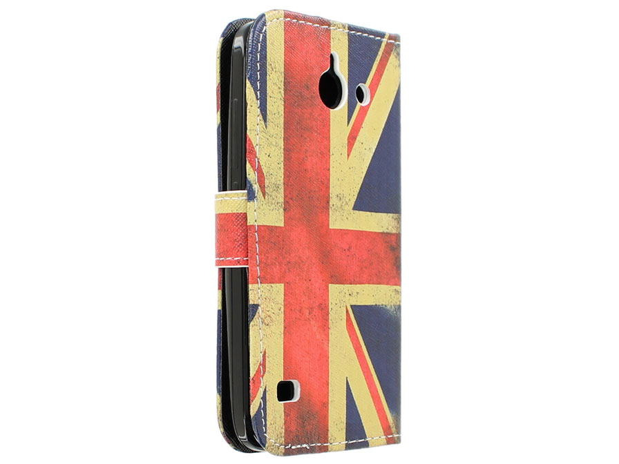 Vintage GB Flag Book Case Hoesje voor Huawei Ascend Y550