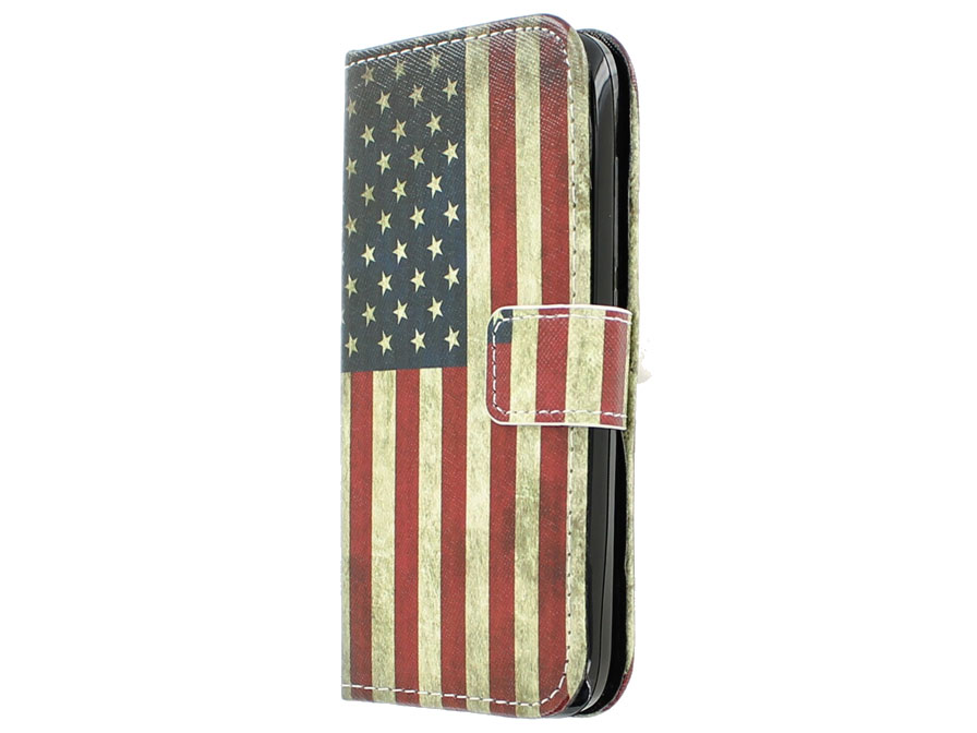 Vintage USA Flag Book Case Hoesje voor Huawei Ascend Y550