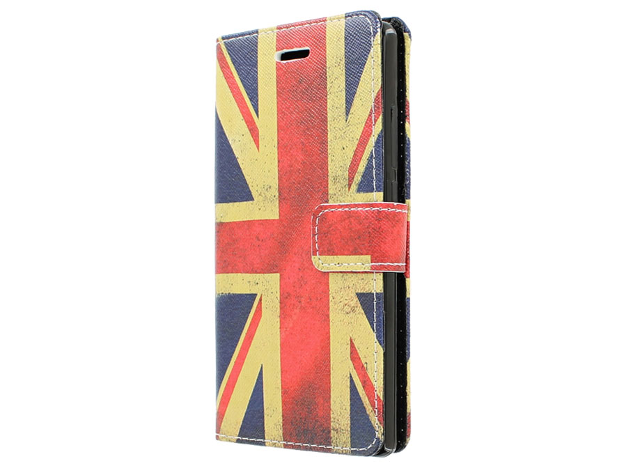 Vintage GB Flag Book Case Hoesje voor Huawei Ascend P8