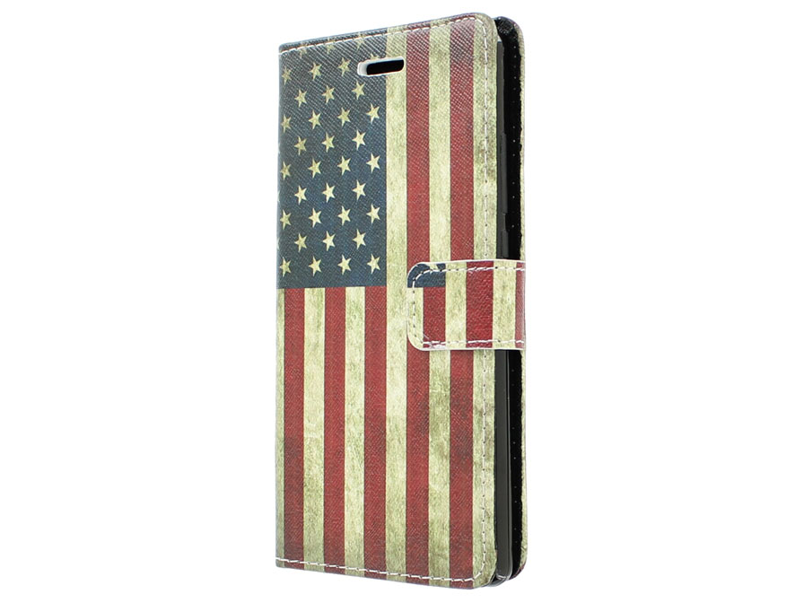 Vintage USA Flag Book Case Hoesje voor Huawei Ascend P8