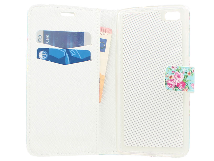 Flower Book Case - Huawei Ascend P8 Lite hoesje