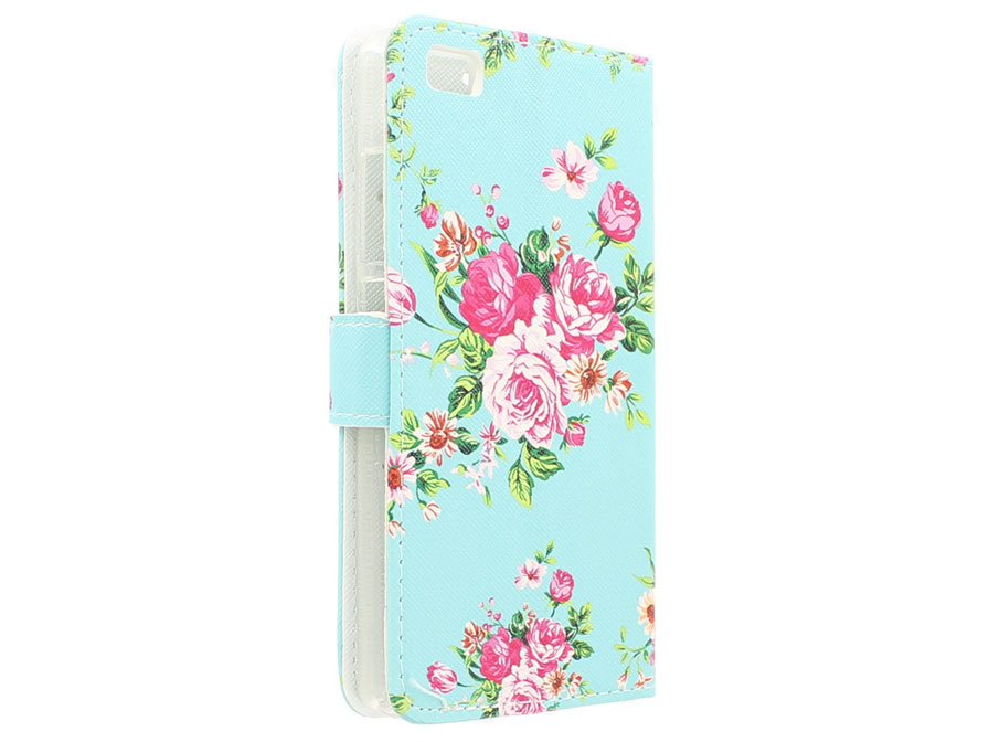 Flower Book Case - Huawei Ascend P8 Lite hoesje