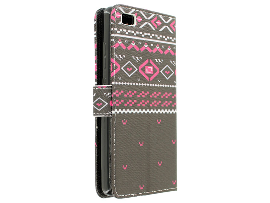 Aztec Book Case - Huawei Ascend P8 Lite hoesje