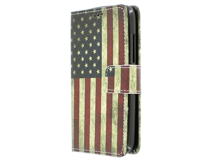 Vintage USA Flag Book Case Hoesje voor Huawei Ascend Y360