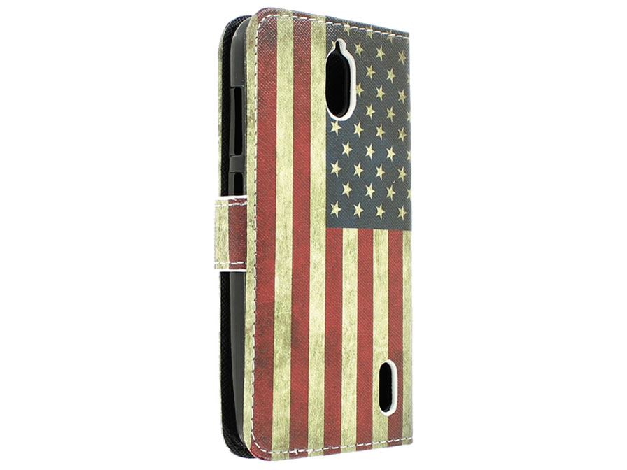 Vintage USA Flag Book Case Hoesje voor Huawei Ascend Y625