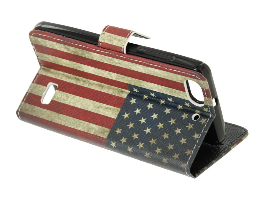 Vintage USA Flag Book Case - Huawei G Play Mini hoesje