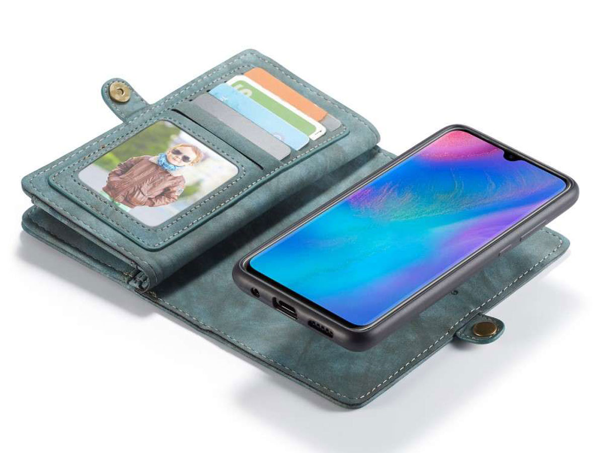 CaseMe 2in1 Wallet Ritsvak Case Blauw - Huawei P30 Lite (New Edition) Hoesje