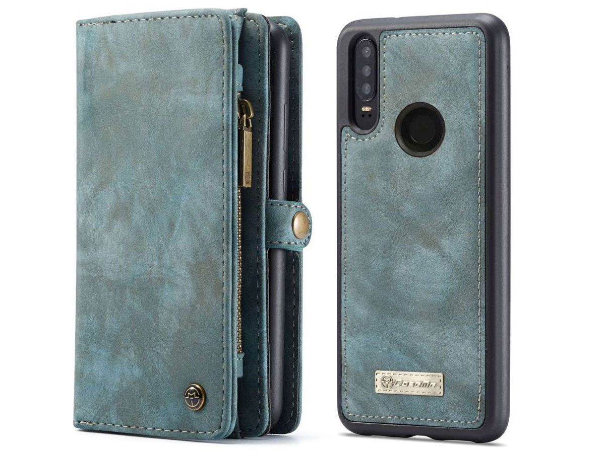 CaseMe 2in1 Wallet Ritsvak Case Blauw - Huawei P30 Lite (New Edition) Hoesje