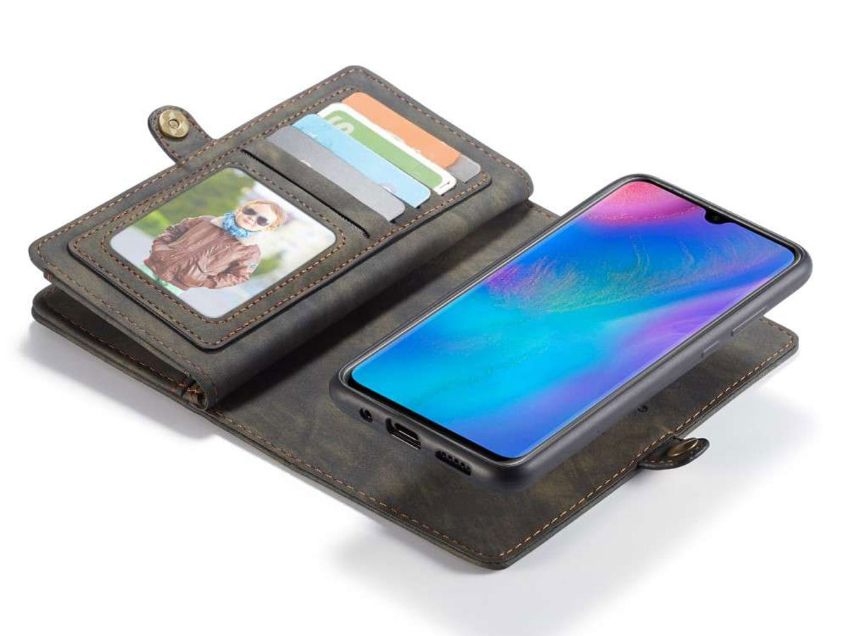 CaseMe 2in1 Wallet Ritsvak Case Zwart - Huawei P30 Lite (New Edition) Hoesje