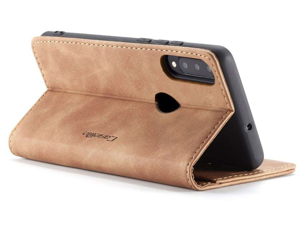 CaseMe Vintage BookCase Tan - Huawei P30 Lite (New Edition) hoesje