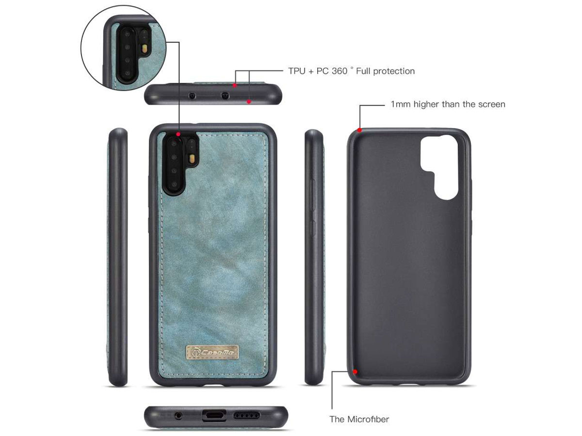 CaseMe 2in1 Wallet Ritsvak Case Blauw - Huawei P30 Pro (New Edition) Hoesje