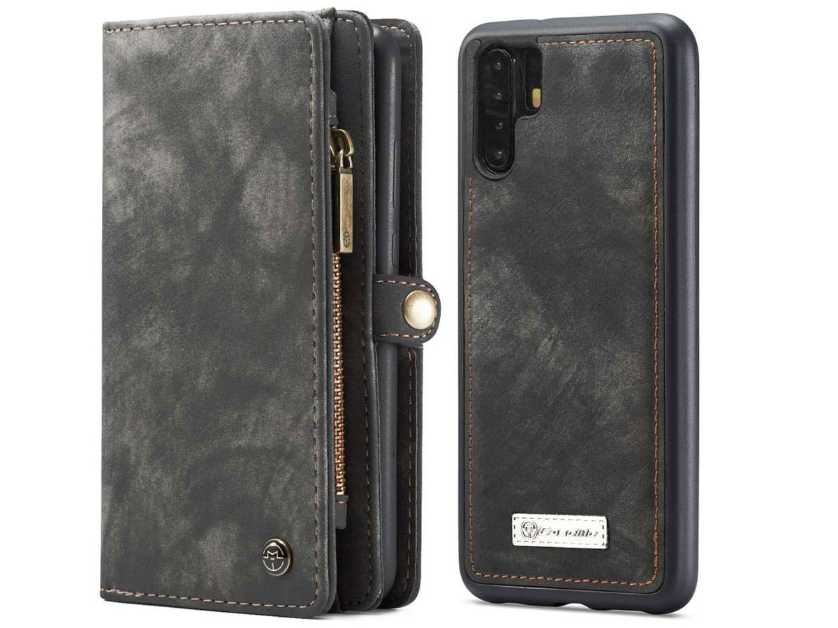 CaseMe 2in1 Wallet Ritsvak Case Zwart - Huawei P30 Pro (New Edition) Hoesje