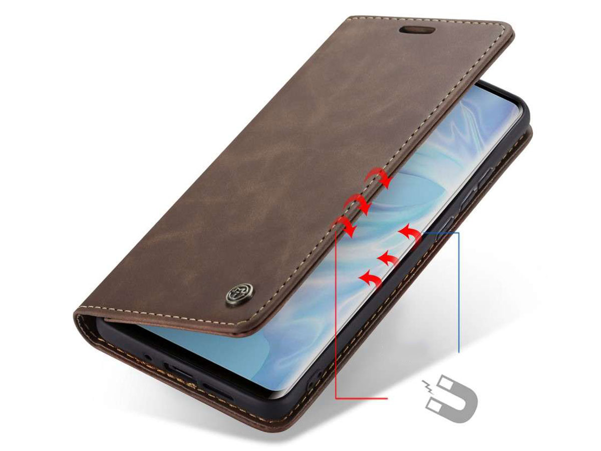 CaseMe Vintage BookCase Bruin - Huawei P30 Pro (New Edition) hoesje