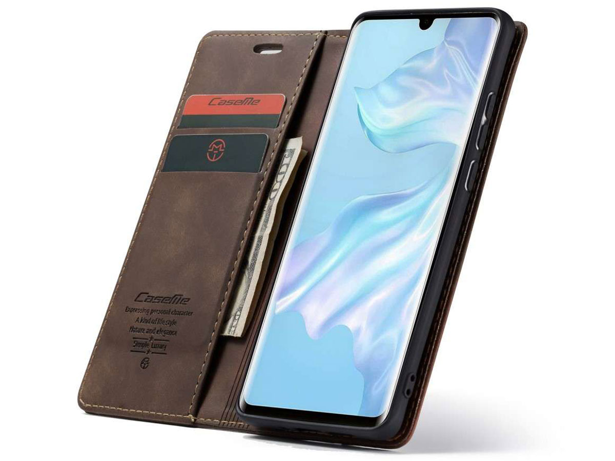 CaseMe Vintage BookCase Bruin - Huawei P30 Pro (New Edition) hoesje