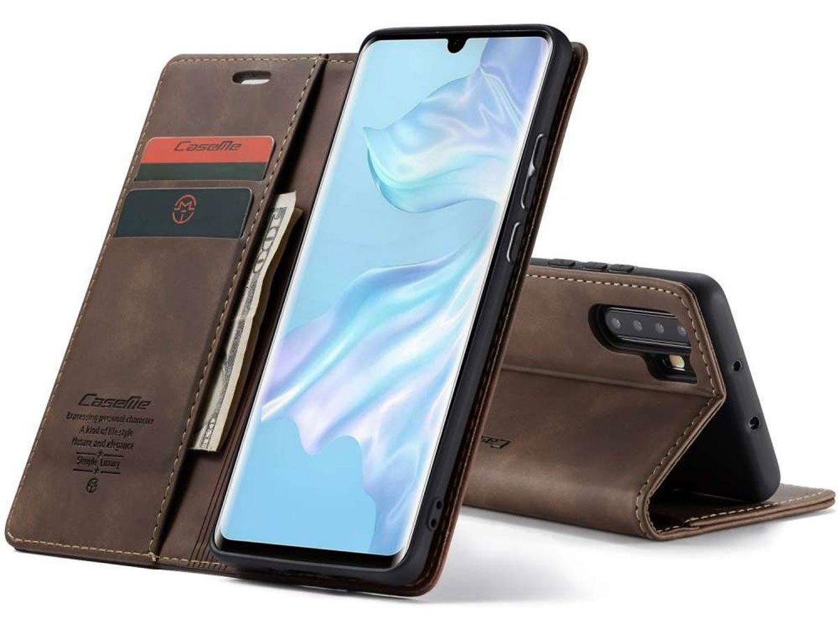 CaseMe Vintage BookCase Bruin - Huawei P30 Pro (New Edition) hoesje