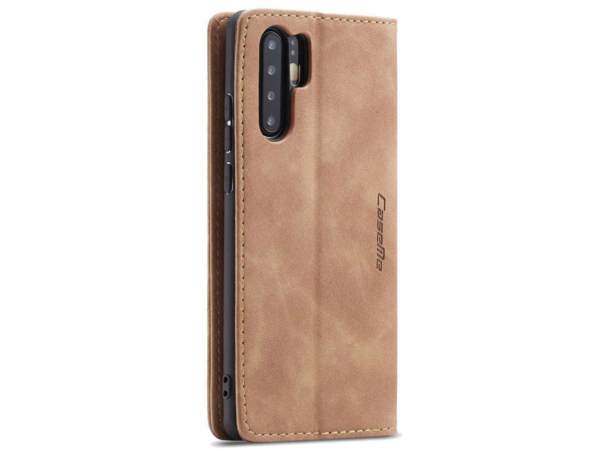 CaseMe Vintage BookCase Tan - Huawei P30 Pro (New Edition) hoesje