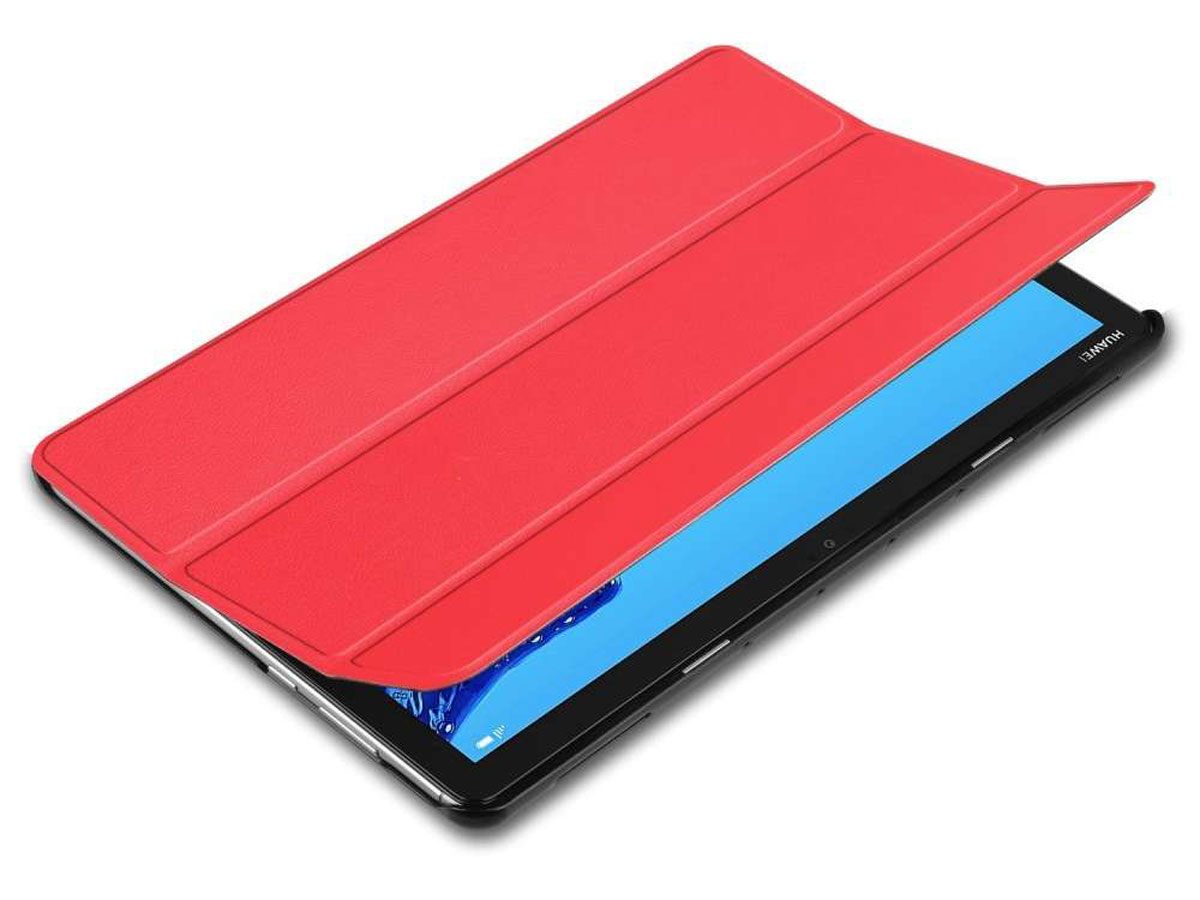 Smart Tri-Fold Bookcase Rood - Huawei Mediapad M5 Lite Hoesje